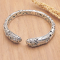Sterling silver cuff bracelet, 'Dragonfly's Dream'