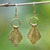Gold-plated dangle earrings, 'Golden Gallantry' - Whimsical 18k Gold-Plated Brass Dangle Earrings from Bali thumbail