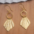 Gold-plated dangle earrings, 'Golden Gallantry' - Whimsical 18k Gold-Plated Brass Dangle Earrings from Bali (image 2b) thumbail