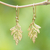 Gold-plated dangle earrings, 'Palatial Forest' - Leafy 18k Gold-Plated Brass Dangle Earrings from Bali thumbail