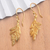 Gold-plated dangle earrings, 'Palatial Forest' - Leafy 18k Gold-Plated Brass Dangle Earrings from Bali (image 2c) thumbail