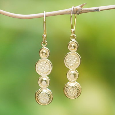 Gold-plated dangle earrings, Golden Galaxies
