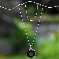 Sterling silver pendant necklace, 'Mystic Core'