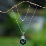 Citrine pendant necklace, 'Moon's Prosperity' - Sterling Silver Pendant Necklace with One-Carat Citrine Gem