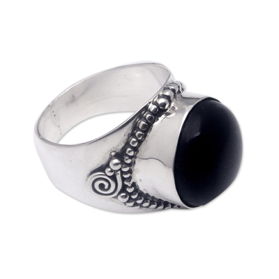 Sterling silver cocktail ring, 'Shadow Moon' - Polished Sterling Silver Cocktail Ring Crafted in Bali