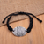 Men's cotton macrame pendant bracelet, 'Eternal Spirit' - Men's Cotton Macrame Pendant Bracelet in Black and Ivory