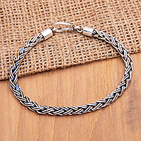 Sterling silver chain bracelet, 'Wheat Emotions' - Polished Sterling Silver Chain Bracelet Crafted in Bali