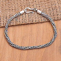 Sterling silver chain bracelet, 'Foxtail Emotions' - Polished Sterling Silver Foxtail Chain Bracelet from Bali