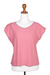 Embroidered rayon top, 'Timeless in Rose' - Embroidered Short-Sleeve Pink Rayon Blouse from Bali thumbail