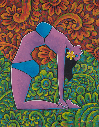 'Equilibrium' - Pintura acrílica expresionista floral sin estirar firmada
