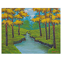 „Erdader“ – Acryl auf Leinwand, impressionistische Landschaftsmalerei aus Java