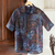 Men's batik rayon shirt, 'Burgundy Leaves' - Men's Handcrafted Rayon Shirt with Burgundy Batik Pattern (image 2) thumbail
