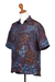 Men's batik rayon shirt, 'Burgundy Leaves' - Men's Handcrafted Rayon Shirt with Burgundy Batik Pattern (image 2b) thumbail