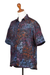 Men's batik rayon shirt, 'Burgundy Leaves' - Men's Handcrafted Rayon Shirt with Burgundy Batik Pattern