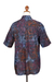 Men's batik rayon shirt, 'Burgundy Leaves' - Men's Handcrafted Rayon Shirt with Burgundy Batik Pattern