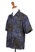 Men's batik rayon shirt, 'Purple Floral' - Men's Handcrafted Rayon Shirt with Purple Batik Pattern (image 2b) thumbail