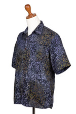 Men's batik rayon shirt, 'Purple Floral' - Men's Handcrafted Rayon Shirt with Purple Batik Pattern
