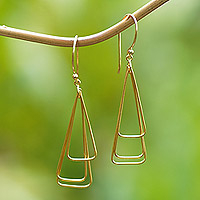Featured review for Gold-plated dangle earrings, Pyramid Queen
