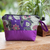 Batik-Kosmetiktasche aus Baumwolle, 'Flowering Purple' (Lila Blüte) - Handgefertigte Baumwoll-Kosmetiktasche in Lila mit Batik-Muster