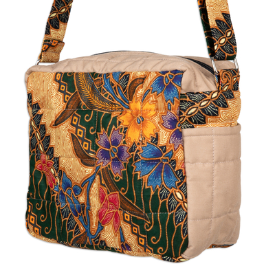 Cotton batik sling, 'Blitar Vibes' - Handcrafted Cotton Sling with Traditional Batik Pattern