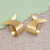 Brass drop earrings, 'Shiny Twists' - Modern Brass Drop Earrings Crafted in Bali