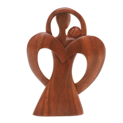 Holzskulptur - Handgeschnitzte Skulptur eines tanzenden Paares aus poliertem Suar-Holz