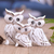 Wood statuettes, 'Feathered Guardians' (set of 3) - Set of 3 Owl-Themed Albesia Wood Statuettes Crafted in Bali