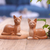 Wood sculptures, 'Feline Reflection' (Set of 2) - Set of 2 Cat-Themed Hand-Carved Jempinis Wood Sculptures (image 2) thumbail