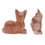 Wood sculptures, 'Feline Reflection' (Set of 2) - Set of 2 Cat-Themed Hand-Carved Jempinis Wood Sculptures (image 2c) thumbail