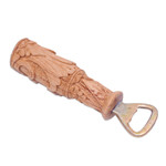 Wood bottle opener, 'Gardens for Delight' - Hand-Carved Traditional Jempinis Wood Bottle Opener