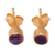 Gold-plated amethyst stud earrings, 'Petite Purple' - 18k Gold-Plated Stud Earrings with Amethyst Stone from Bali thumbail