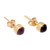 Gold-plated garnet stud earrings, 'Petite Red' - 18k Gold-Plated Stud Earrings with Garnet Stone from Bali (image 2b) thumbail