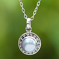 Collar con colgante de perlas cultivadas, 'Lovely Grey' - Collar con colgante de plata de ley con perla cultivada gris