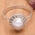 Cultured pearl cocktail ring, 'Pearly Ocean' - Sterling Silver Cocktail Ring with Grey Cultured Pearl (image 2b) thumbail