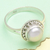 Cultured pearl cocktail ring, 'Pearly Ocean' - Sterling Silver Cocktail Ring with Grey Cultured Pearl (image 2c) thumbail