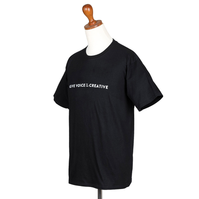 Cotton t-shirt, 'Creativity' - Inspirational Black Cotton Short-Sleeve T-Shirt from Bali