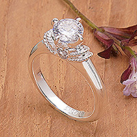 Cubic zirconia solitaire ring, 'Queen Passion' - Classic Sterling Silver Solitaire Ring with Cubic Zirconia