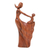 Wood sculpture, 'Motherly Affection' - Semi-Abstract Brown Suar Wood Sculpture of Mother and Child thumbail