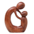 Wood sculpture, 'Fatherly Happiness' - Semi-Abstract Brown Suar Wood Sculpture of Father and Child