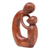 Wood sculpture, 'Fatherly Happiness' - Semi-Abstract Brown Suar Wood Sculpture of Father and Child