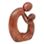 Wood sculpture, 'Fatherly Happiness' - Semi-Abstract Brown Suar Wood Sculpture of Father and Child