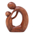Wood sculpture, 'Fatherly Happiness' - Semi-Abstract Brown Suar Wood Sculpture of Father and Child