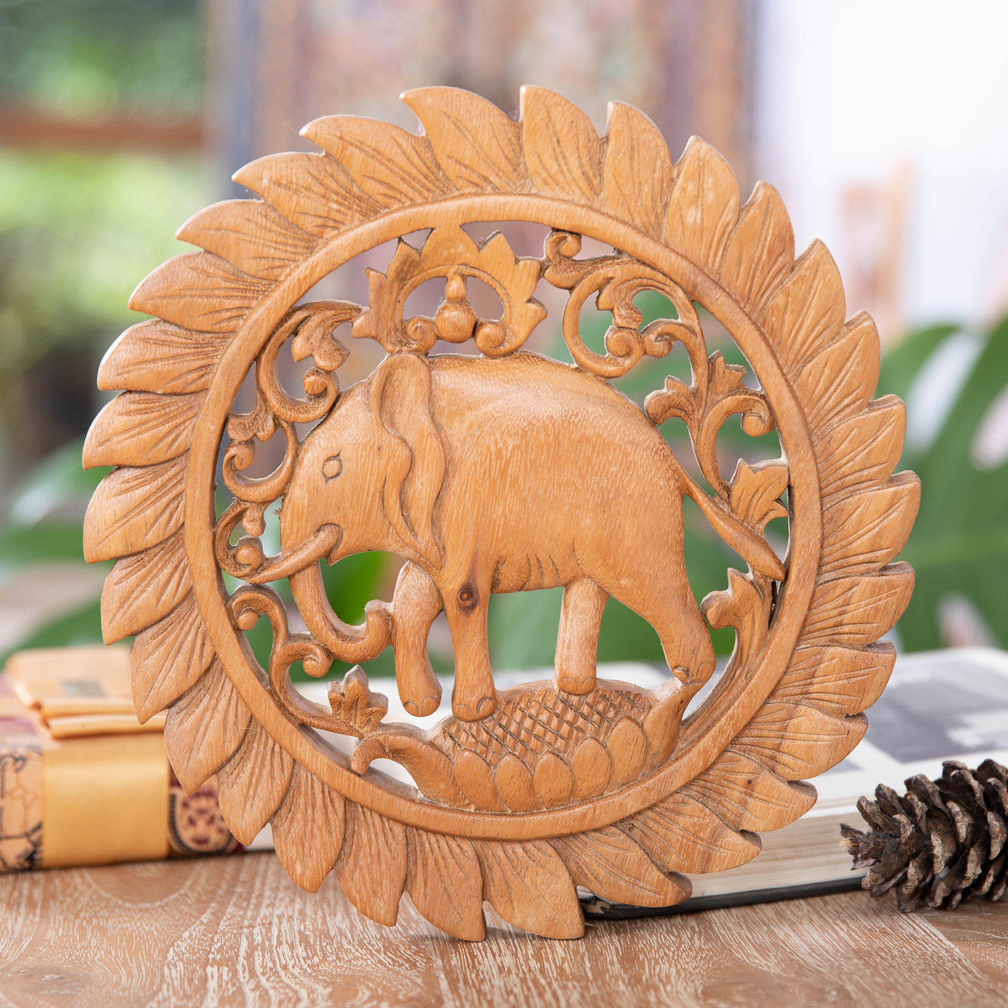 Kiva Store  Handmade Wood Sculpture - Essential Elephant