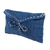 Cotton cosmetic bag, 'Casual Blue' - Handcrafted Blue Cotton Cosmetic Bag with a Tie Closure