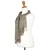 Cotton shawl, 'Olive Boro' - Olive Cotton Shawl with Stitched Boro Details and Fringes