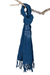 Bufanda de algodón - Bufanda Midnight de algodón con detalles de boro pespunteados y flecos