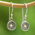 Gold-accented dangle earrings, 'Antique Gong' - Gong-Themed Sterling Silver Dangle Earrings with Gold Accent