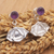 Amethyst dangle earrings, 'Swadhisthana Chakra' - Amethyst and Silver Sacral Chakra Symbol Dangle Earrings