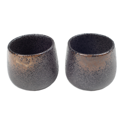 Tazas de cerámica, (par) - Juego de 2 tazas de cerámica bohemia hechas a mano de Bali