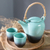 Teeservice aus Keramik und Bambus, (3-teilig) - Teeservice aus Keramik und Bambus in Türkis und Schwarz (3-teilig)